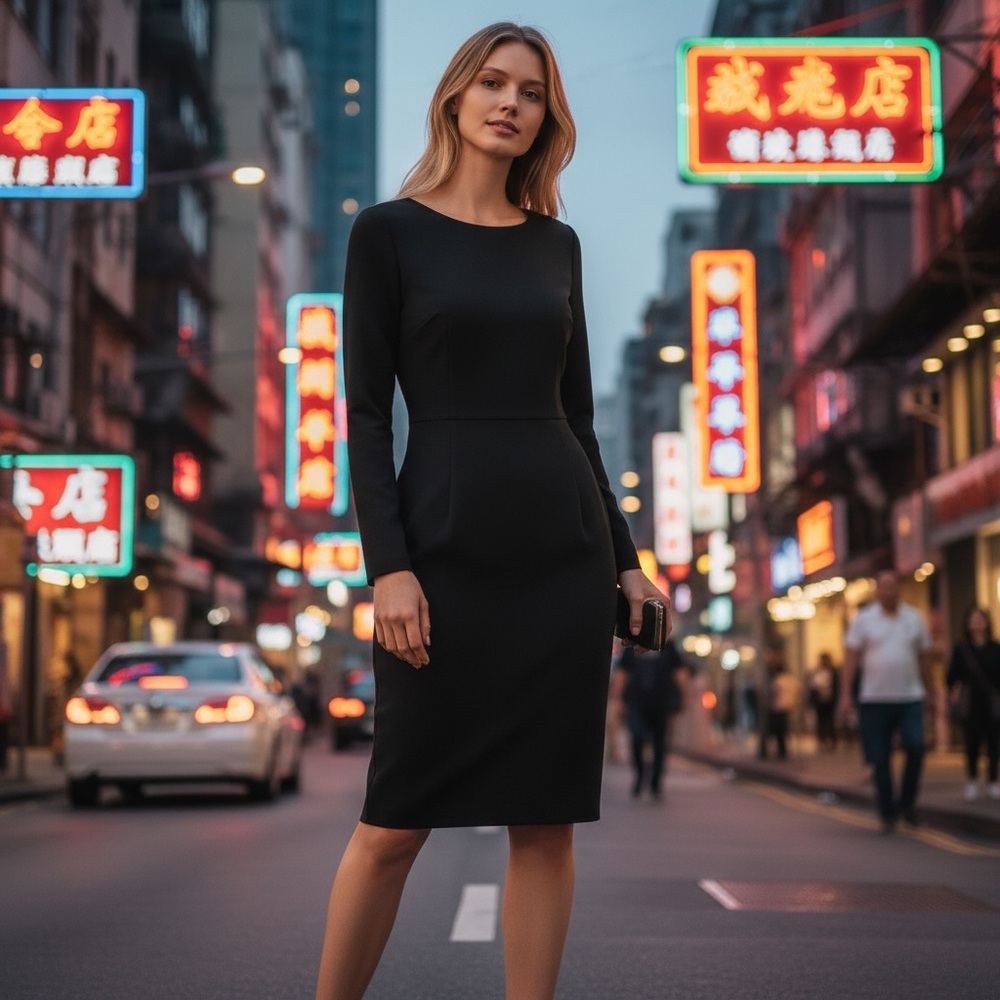 J. Crew Classic Black Long Sleeve Dress